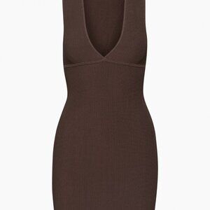 Aritzia Ribbed Brown Bodycon Dress